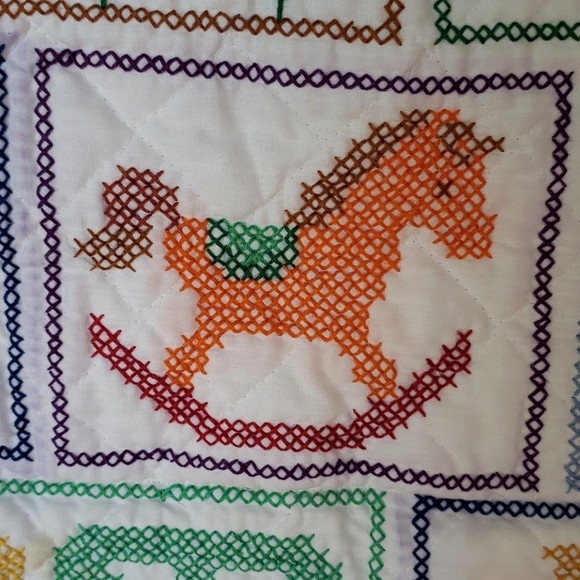 Vintage Cross Stitch Quilt. Baby Blanket. Alphabet - Picture 6 of 17